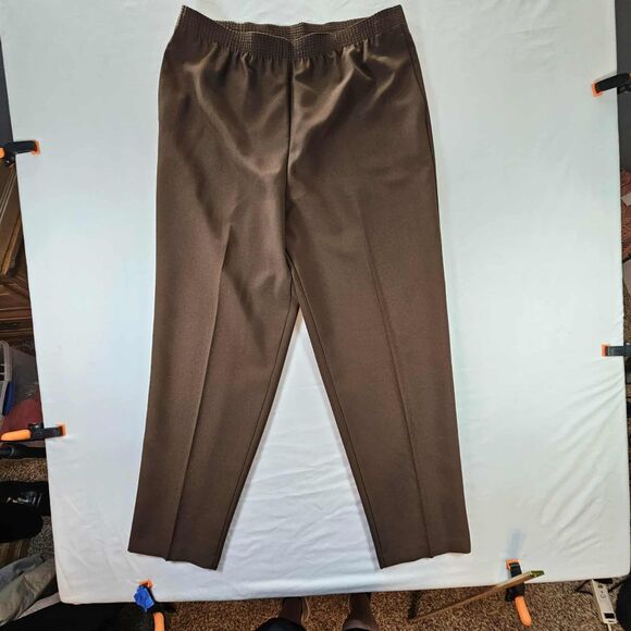 Allison Daley Stretch Pants 14 Women's Brown Elastic Waist Casual Pocket - Picture 8 of 11